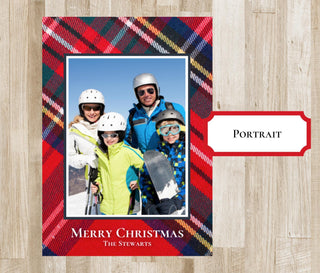 Tartan Plaid Christmas Card | Holiday Photo Card | Preppy Christmas Card | Landscape Xmas Card | Digital File OR Printed Cards | 2 Sides