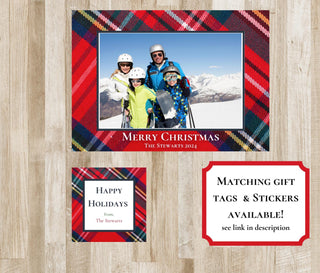 Tartan Plaid Christmas Card | Holiday Photo Card | Preppy Christmas Card | Landscape Xmas Card | Digital File OR Printed Cards | 2 Sides