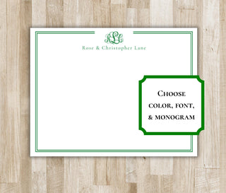 Bordered Monogram Stationery | Colorful Monogram Notecards | Luxury Stationary Set | Personalized Notecards | Preppy Custom Monogram