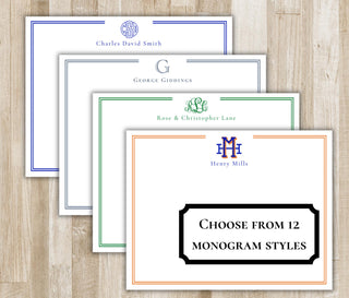 Bordered Monogram Stationery | Colorful Monogram Notecards | Luxury Stationary Set | Personalized Notecards | Preppy Custom Monogram