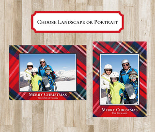 Tartan Plaid Christmas Card | Holiday Photo Card | Preppy Christmas Card | Landscape Xmas Card | Digital File OR Printed Cards | 2 Sides