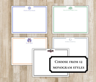 Bordered Monogram Stationery | Colorful Monogram Notecards | Luxury Stationary Set | Personalized Notecards | Preppy Custom Monogram