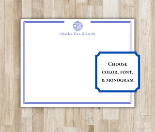 Bordered Monogram Stationery | Colorful Monogram Notecards | Luxury Stationary Set | Personalized Notecards | Preppy Custom Monogram