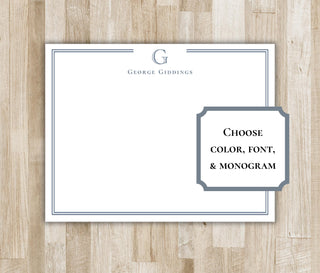 Bordered Monogram Stationery | Colorful Monogram Notecards | Luxury Stationary Set | Personalized Notecards | Preppy Custom Monogram