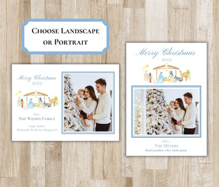 Family Nativity Christmas Card - Landscape or Portrait 2 Sides