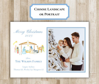 Family Nativity Christmas Card - Landscape or Portrait 2 Sides