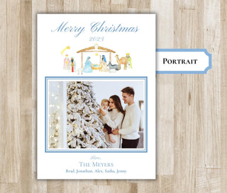 Family Nativity Christmas Card - Landscape or Portrait 2 Sides