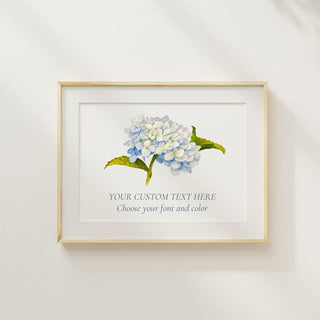 Hydrangea Artwork Flower Art | Nursery Art | Watercolor Hydrangea Painting | Wedding Gift | Customize with text of your choice