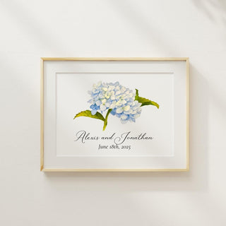 Hydrangea Artwork Flower Art | Nursery Art | Watercolor Hydrangea Painting | Wedding Gift | Customize with text of your choice