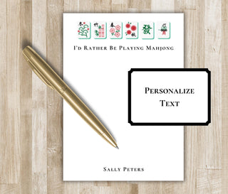 Mahjong Notepad | Personalized Mah Jong Notepad | I'd Rather Be Playing Mahjong | Mahjong Gift | Custom Luxury Notepad