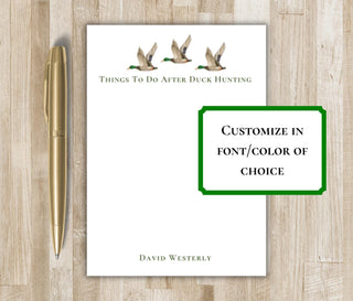 Duck Hunting Notepad | Personalized Mallard Notepad | Duck Hunting Gift | Custom Duck Notepad