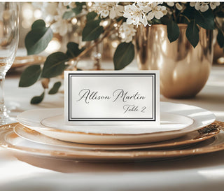Elegant Place Cards with Border | Wedding Place-Cards | Dinner Table Tents | Seating Cards | Special Event Placecards (Flat or Folded)