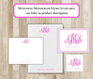 Folded Monogram Notecards | Custom Bordered Stationery | Personalized Monogram Initials Stationary | Elegant Stationery Set