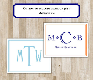 Folded Monogram Notecards | Custom Bordered Stationery | Personalized Monogram Initials Stationary | Elegant Stationery Set