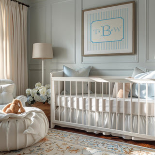 Monogram Nursery Art - PRINTED or PRINTABLE Digital PDF File | Striped Baby Boy and Baby Girl Nursery Art Print | Preppy Over Crib Art