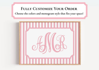 Monogram Nursery Art - PRINTED or PRINTABLE Digital PDF File | Striped Baby Boy and Baby Girl Nursery Art Print | Preppy Over Crib Art