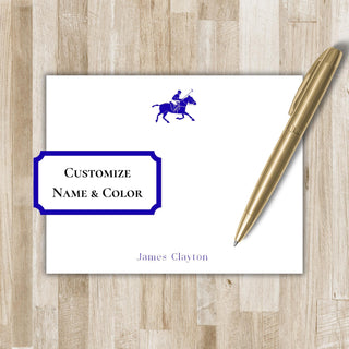 Personalized Polo Stationery | Polo Flat Notecards | Horse Polo Player Gift | Mens & Women's Polo Stationary