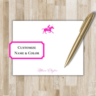 Personalized Polo Stationery | Polo Flat Notecards | Horse Polo Player Gift | Mens & Women's Polo Stationary