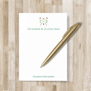 Personalized Polo Monogram Notepad | Horse Polo Player Monogrammed Gift | Polo Stationery| Men's Polo & Women's Polo Gift