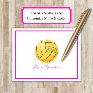 Personalized Folded Water Polo Notecards | Water Polo Player Stationery | Water Polo Notecards | Water Polo Gift | h2o Polo Gift