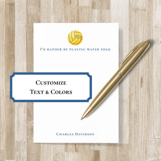 Personalized Water Polo Notepad | Water Polo Player Gift | Water Polo Stationery | Men's H2O Polo & Women's H2O Polo Gift