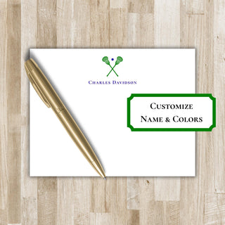 Personalized Lacrosse Stationery Set / Stationary | Lax Notecards | Lacrosse Sticks Notecards | Personalize with Team Colors | Team Gift