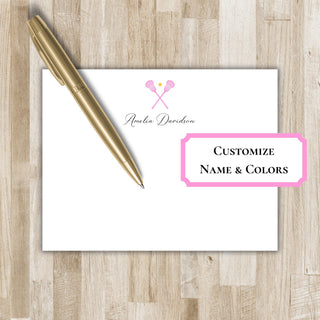Personalized Lacrosse Stationery Set / Stationary | Lax Notecards | Lacrosse Sticks Notecards | Personalize with Team Colors | Team Gift