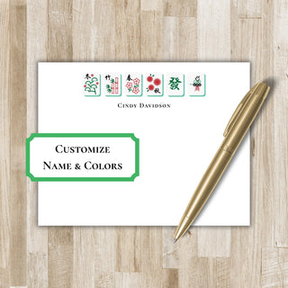 Personalized Mahjong Stationery | Mah Jong Flat Notecards | Mahjong Gift | Customize with Name