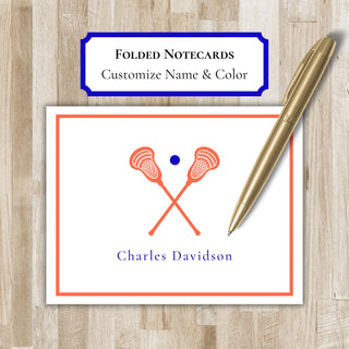 Personalized Folded Lacrosse Notecards | Lacrosse Stationery Set | Lacrosse Notecards | Lacrosse Gift | Lax Team Gift | Lax Stationary