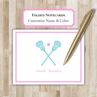 Personalized Folded Lacrosse Notecards | Lacrosse Stationery Set | Lacrosse Notecards | Lacrosse Gift | Lax Team Gift | Lax Stationary