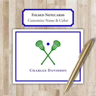 Personalized Folded Lacrosse Notecards | Lacrosse Stationery Set | Lacrosse Notecards | Lacrosse Gift | Lax Team Gift | Lax Stationary