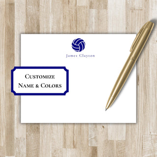 Personalized Volleyball Stationery | Volleyball Flat Notecards | Volleyball Gift | Mens & Women's Volleyball Stationary