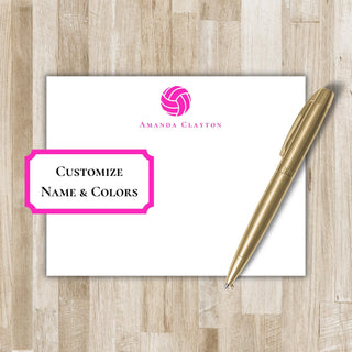 Personalized Volleyball Stationery | Volleyball Flat Notecards | Volleyball Gift | Mens & Women's Volleyball Stationary