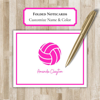 Personalized Folded Volleyball Notecards | Volleyball Stationery Set | Volleyball Notecards | Volleyball Gift