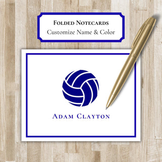 Personalized Folded Volleyball Notecards | Volleyball Stationery Set | Volleyball Notecards | Volleyball Gift