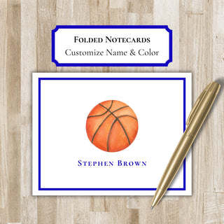 Personalized Folded Basketball Notecards | Basketball Stationery Set | Basketball Notecards | Basketball Gift | Bball Team Gift
