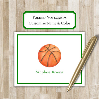 Personalized Folded Basketball Notecards | Basketball Stationery Set | Basketball Notecards | Basketball Gift | Bball Team Gift