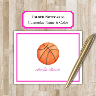 Personalized Folded Basketball Notecards | Basketball Stationery Set | Basketball Notecards | Basketball Gift | Bball Team Gift