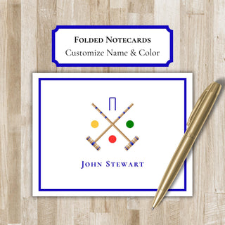 Personalized Folded Croquet Notecards | Croquet Stationery Set | Croquet Notecards | Croquet Gift