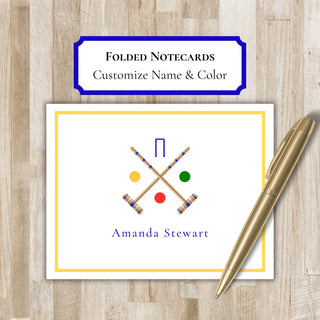 Personalized Folded Croquet Notecards | Croquet Stationery Set | Croquet Notecards | Croquet Gift