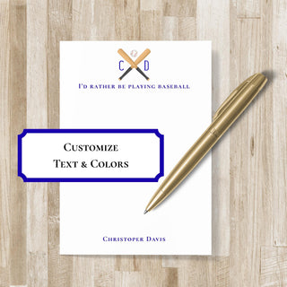 Personalized Baseball Notepad | Baseball Player Gift | Baseball Stationery | Baseball Team Gift | Baseball Player Gift