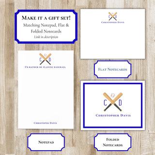 Personalized Folded Baseball Notecards | BaseballStationery Set | Baseball Notecards | Baseball Gift | Baseball Team Gift