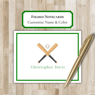 Personalized Folded Baseball Notecards | BaseballStationery Set | Baseball Notecards | Baseball Gift | Baseball Team Gift