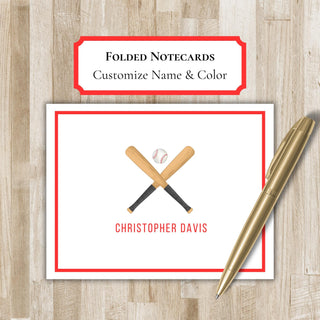 Personalized Folded Baseball Notecards | BaseballStationery Set | Baseball Notecards | Baseball Gift | Baseball Team Gift