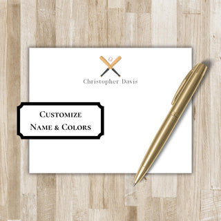 Personalized Monogram Baseball Stationery | Baseball Flat Notecards | Baseball Gift | Baseball Team Gift
