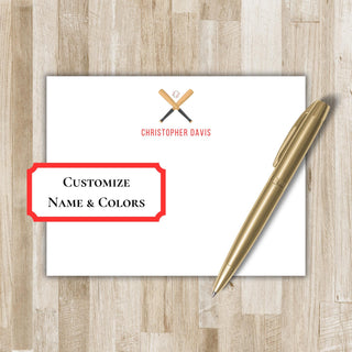 Personalized Monogram Baseball Stationery | Baseball Flat Notecards | Baseball Gift | Baseball Team Gift