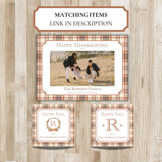 Thanksgiving/Fall Photo Card | Preppy Holiday Card | Thanksgiving Family Photo Card | Printed or PDF File | 2-Sided Card