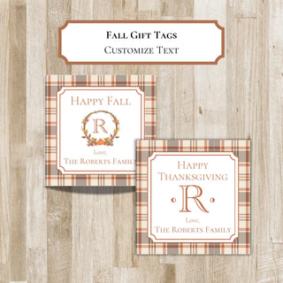 Personalized Fall Gift Tags or Stickers | Thanksgiving Gift Tags | Thanksgiving Stickers | Monogram Fall Gift Tag