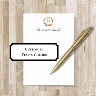 Fall Wreath Monogram Notepad | Personalized Autumn Notepad | Fall Teacher Gift | Fall Stationery