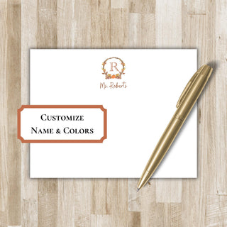 Fall Wreath Stationery Set | Fall Monogram Notecards | Autumn Stationary | Teacher Gift | Teacher Stationery Set